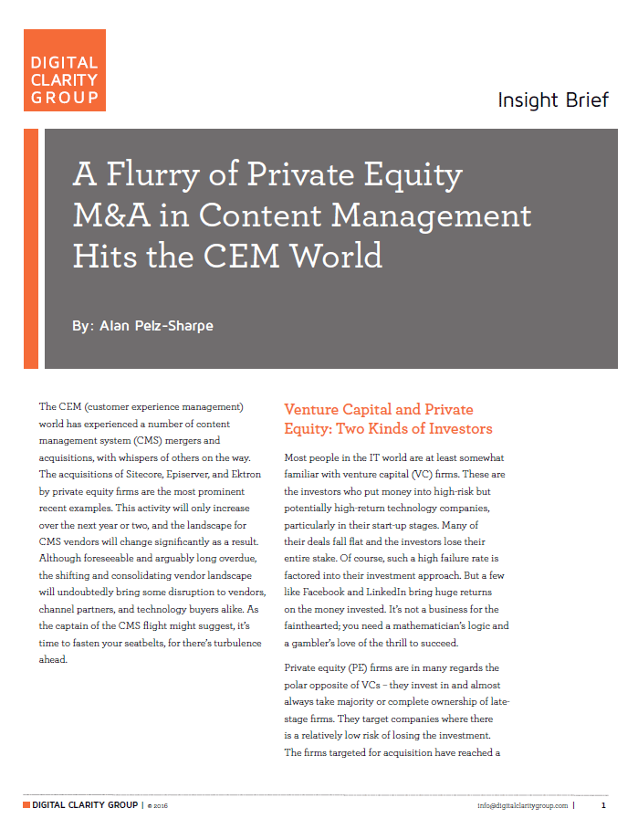 A Flurry of Private Equity M&A in Content Management Hits the CEM World